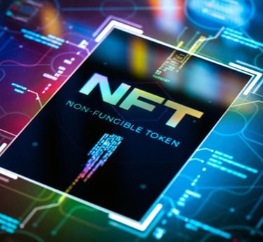 a computer chip with the words nft on it