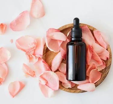 homeopathy for women a bottle with homeopathy on tray with roses