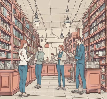 A vibrant image showcasing small business interactions with customers.