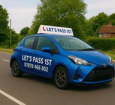  our school car with a let's pass sign on it in Bordon Hampshire