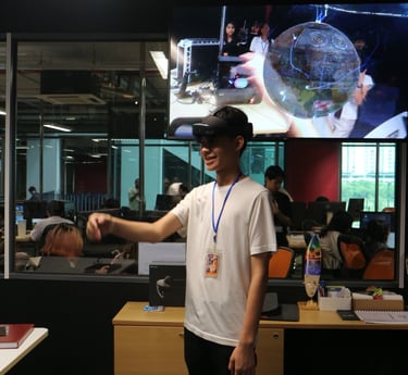 our student trying out VR experiments!