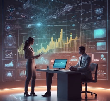 A futuristic control center view showcasing advanced retail management technology.