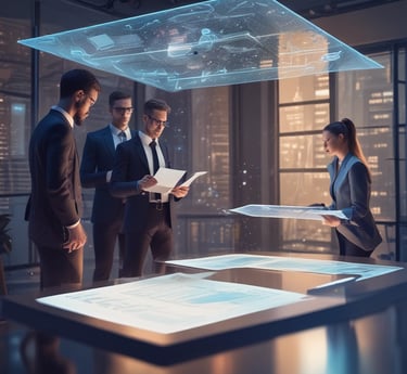 A futuristic control center view showcasing advanced retail management technology.