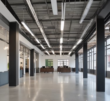 A modern construction site showcasing collaboration between designers and builders.