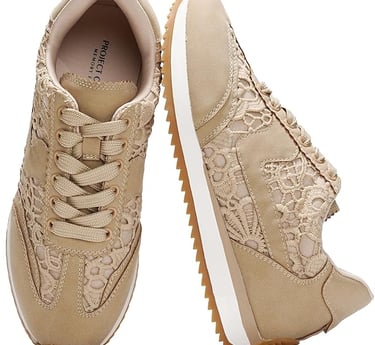 Beige Project Cloud Raffia women’s sneaker with lace floral detail, lightweight and feminine for fal
