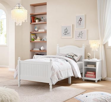 white kids wooden poster bed for chic boho style