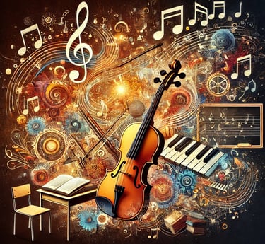 The image comprising Music and Education symbolises EduBeatsWorld.