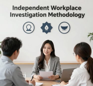 A calm, professional investigator listening attentively in a softly lit office setting.