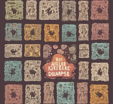 A dimly lit gaming setup with a monitor displaying a game's menu on the screen. A mechanical keyboard sits in front of the monitor. A pair of over-ear headphones and a game controller rest on the desk. The scene is bathed in a red and blue light, creating a moody gaming atmosphere.