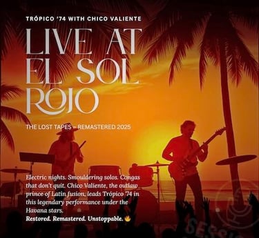 Trópico '74 cover – sunset concert scene, Latin jazz-rock