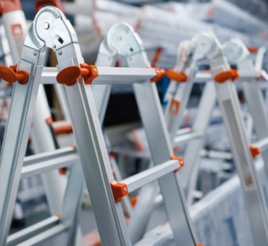aluminum ladder plastic ladder with a lot of tools and tools