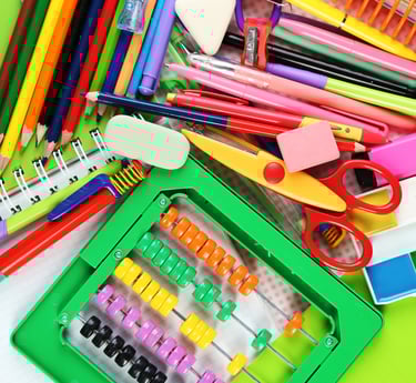 a collection of school supplies including a aba aba aba aba aba aba aba aba aba