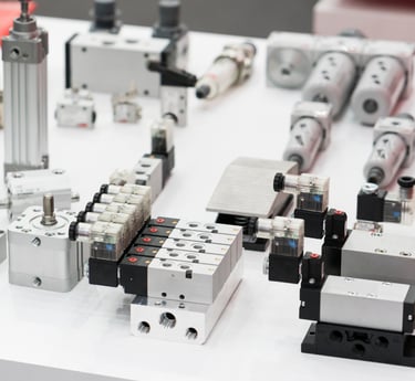 a table with a bunch of different types of valves