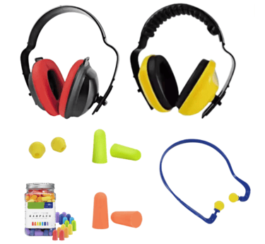ear muffs and ear muffs earphones are shown