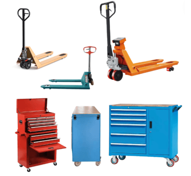 a variety of tools and hand pallets and tools cabinets and tools drawersof different types of tools