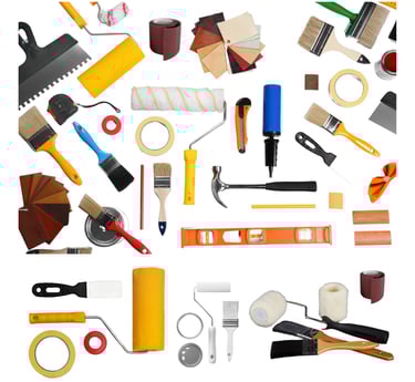a variety of painting tools and tools for home improvement