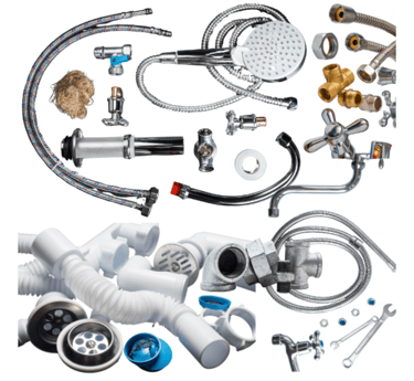 a variety of plumbing products including a shower head