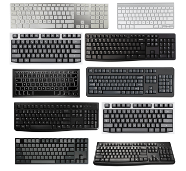 a variety of keyboards and keyboards are shown in this image