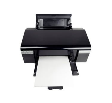 a printer machine with a printer on it