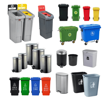 a variety of different types of trash cans and trash cans