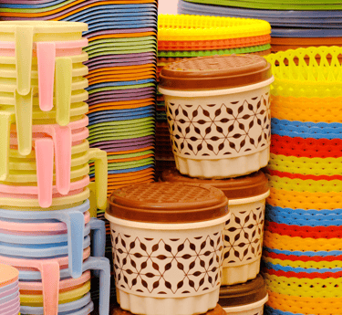 a bunch of different colored plastic containers