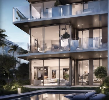 a tall white building with balconies and windows