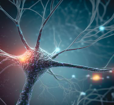 image d'un neurone et du parcours de l'activité électrique physiologique