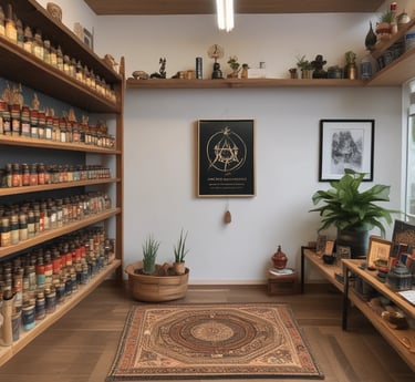 A cozy corner with soft lighting, a bundle of incense gently burning beside a journal and a cup of tea.