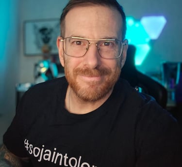 a man with a beard and glasses on his face