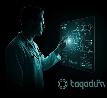 Taqadum illustration showing a doctor using a futuristic interface