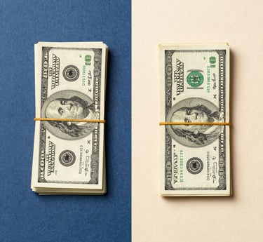 Illustration of hands exchanging coins and bills symbolizing payment and profit sharing
