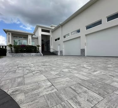 House with pavers sealed