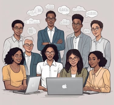 An image depicting a modern government building with digital interfaces.