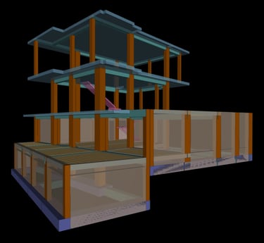 Projeto de Estabilidade. Vista 3D do modelo BIM.