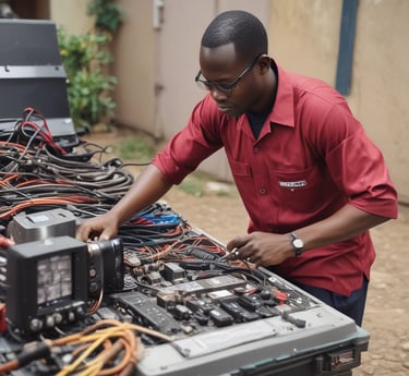 A skilled technician working on complex machinery in a well-lit workshop.