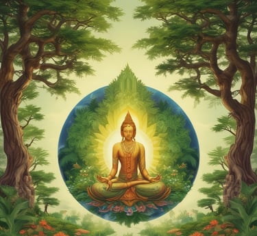 A serene landscape showcasing natural elements and sustainable practices.