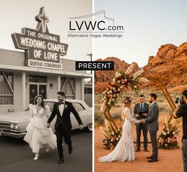 a couple getting married in front of a wedding ceremony