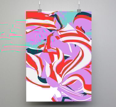 Pink purple swirly abstract art poster image