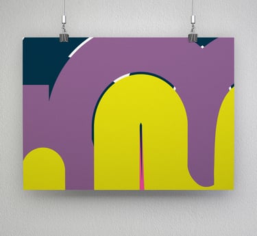 Purple yellow chunky abstract shapes artwork