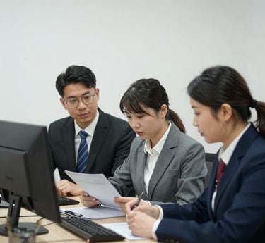 A thoughtful lawyer reviewing documents in a warmly lit office.