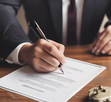 A friendly notary public meeting a client at their home in a sunny Coachella Valley neighborhood.