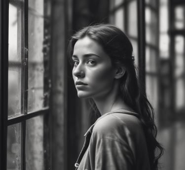 A serene, sunlit modern home with large spotless windows framed by soft neutral tones.