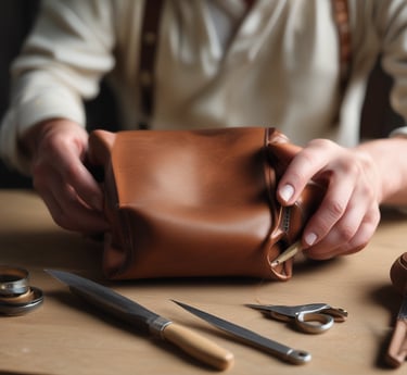 person wearing blue leather gloves with watch