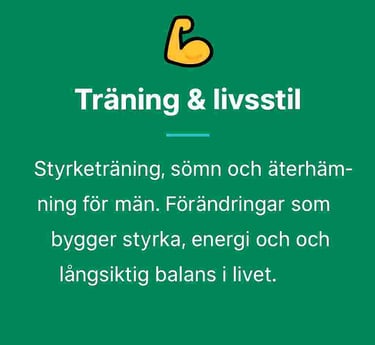 träning & livsstil frontbild vit text grön bakgrund