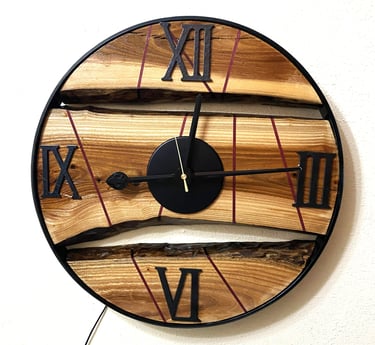 Metal and Hardwood Wall Art clock.