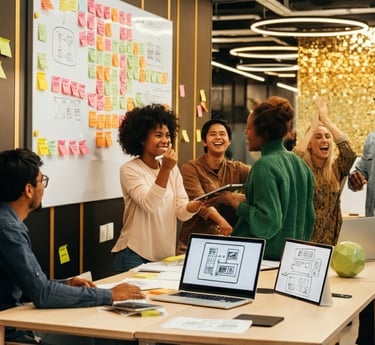 Verve Phoenix Team collaborating, innovating, brainstorming & celebrating