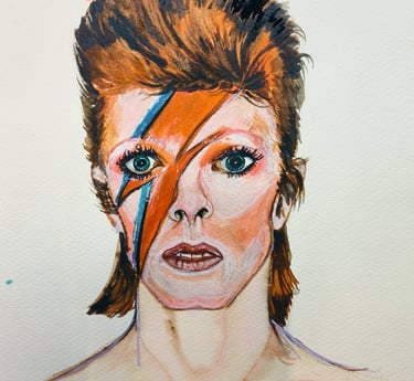 David Bowie. Acuarela. Arte Sancho.