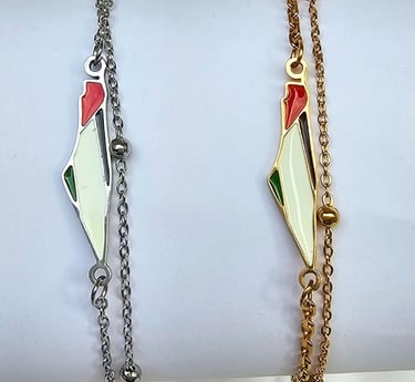 bracelet argent or palestine carte