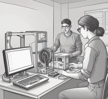 A close-up of a 3D printer with the brand name Creality printed on it. The printer is in the middle of printing with a partially printed object visible on the print bed. The machine has several cables and a metal frame visible.