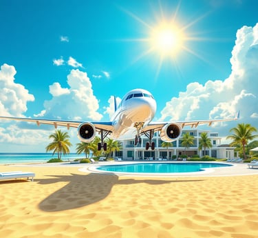 ein Flugzeug, das von einem Strand abhebt